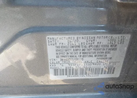 2020 Nissan Sentra Sv Xtronic Cvt z USA, uszkodzony, nr VIN 3N1AB8CV2LY261115